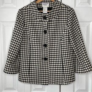 Rare Women’s Pendleton Black & White Wool Houndstooth‎ Jackie O Blazer Sz 6